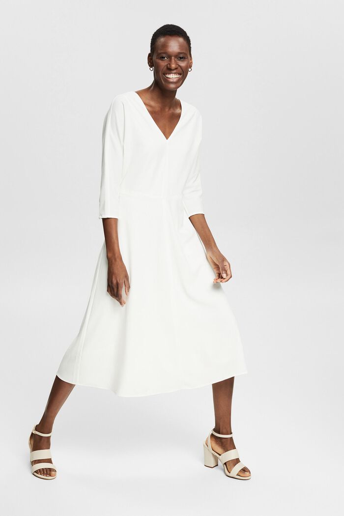 Kleid mit V-Ausschnitt, OFF WHITE, detail image number 5