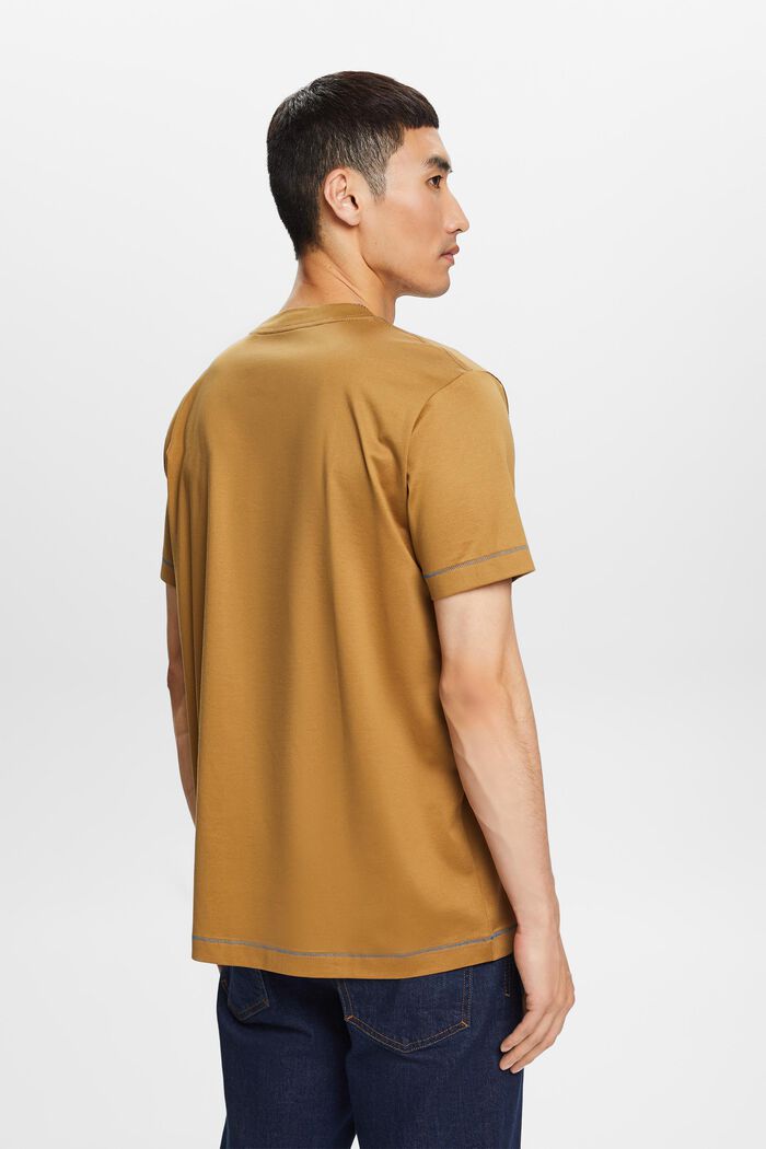 Rundhals-T-Shirt aus Jersey, 100 % Baumwolle, TOFFEE, detail image number 3