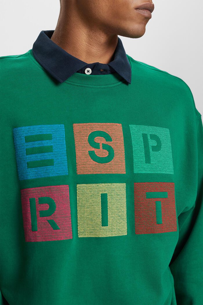 Sweat-shirt en coton biologique orné d’un logo, DARK GREEN, detail image number 2