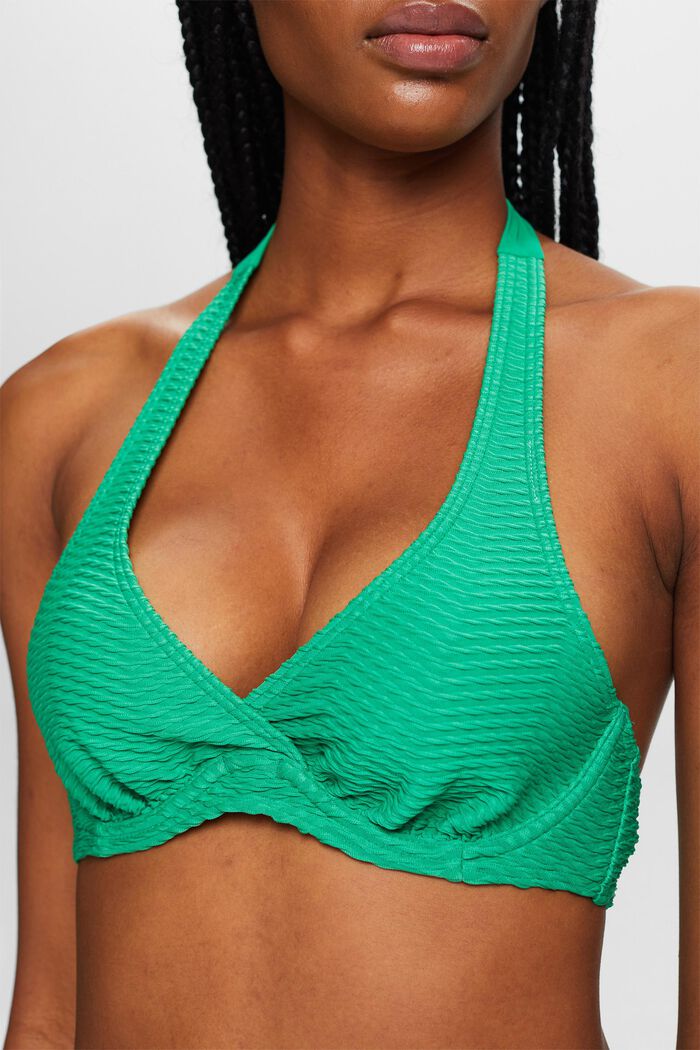En matière recyclée : le haut de bikini texturé à armatures, GREEN, detail image number 1