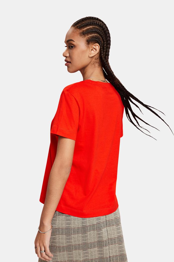 T-shirt à encolure ronde en coton, RED, detail image number 2