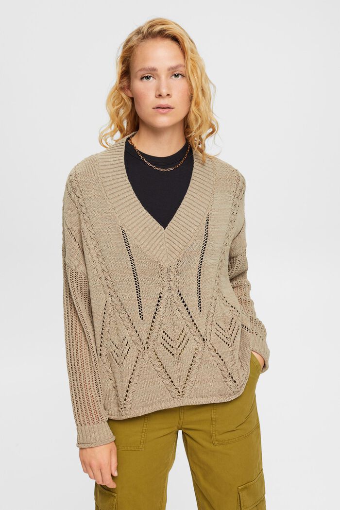 Strickpullover, PALE KHAKI, overview