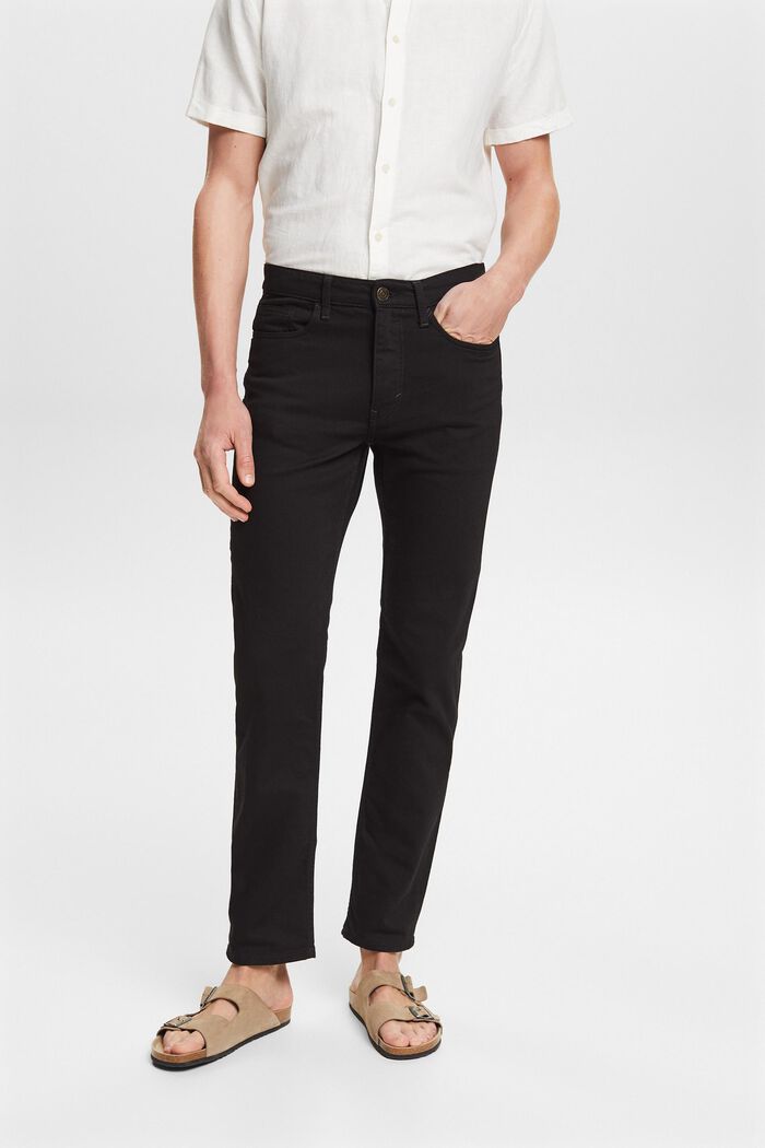 Jeans mit geradem Bein und mittlerer Bundhöhe, BLACK RINSE, detail image number 0