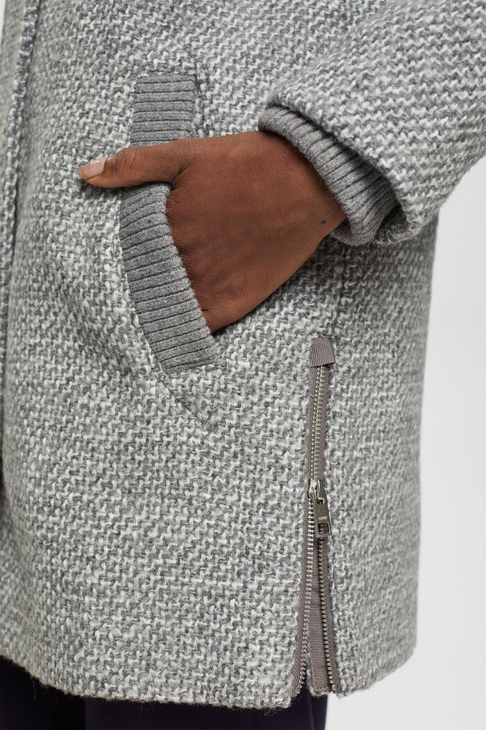 Zweifarbiger Mantel aus Wollmix, LIGHT GREY, detail image number 2
