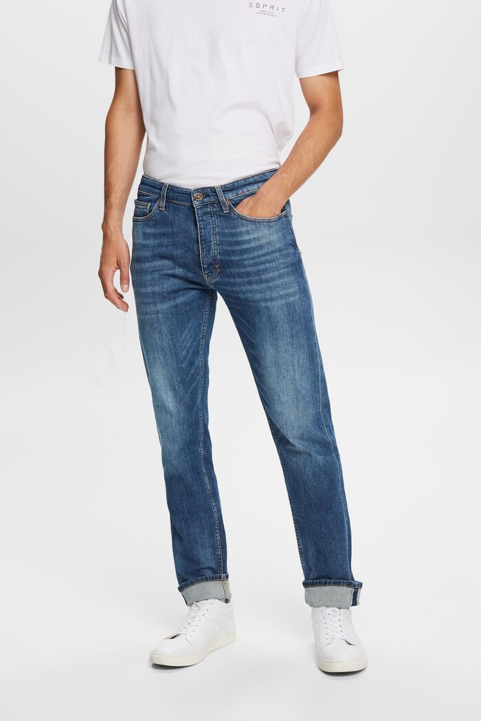 Selvedge Jeans – gerade Passform, mittelhoher Bund, BLUE MEDIUM WASHED, detail image number 0