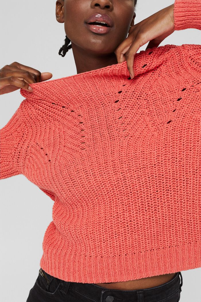 Pullover aus Baumwoll-Mix, CORAL, detail image number 0