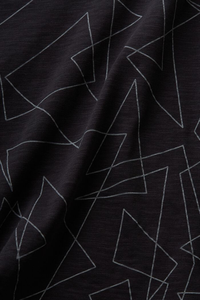 Baumwoll-T-Shirt mit V-Ausschnitt und Print, BLACK, detail image number 5