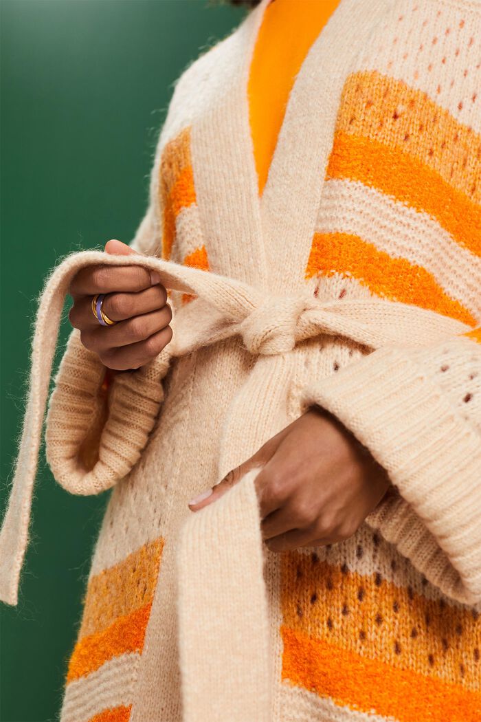 Cardigan long en laine mélangée muni d’une ceinture, GOLDEN ORANGE, detail image number 3