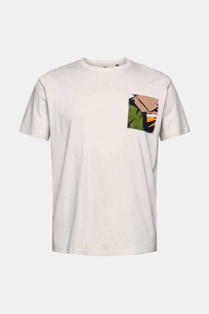 T-Shirt mit gemusterter Tasche, LIGHT BEIGE, detail image number 8