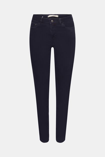 Pantalon taille mi-haute coupe Skinny Fit, NAVY, overview