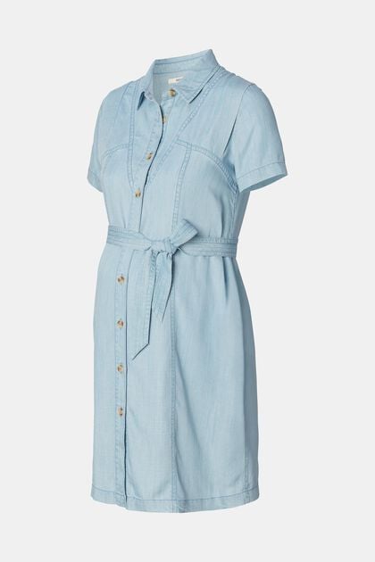 Mini robe-chemise munie d’une ceinture à nouer, BLUE LIGHT WASHED, overview