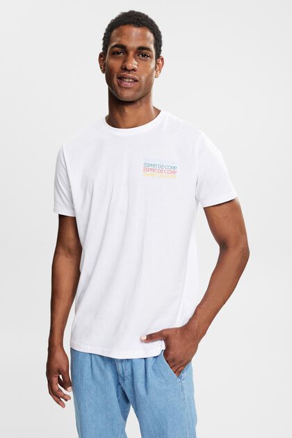 T-shirt en jersey à imprimé logo coloré, WHITE, overview