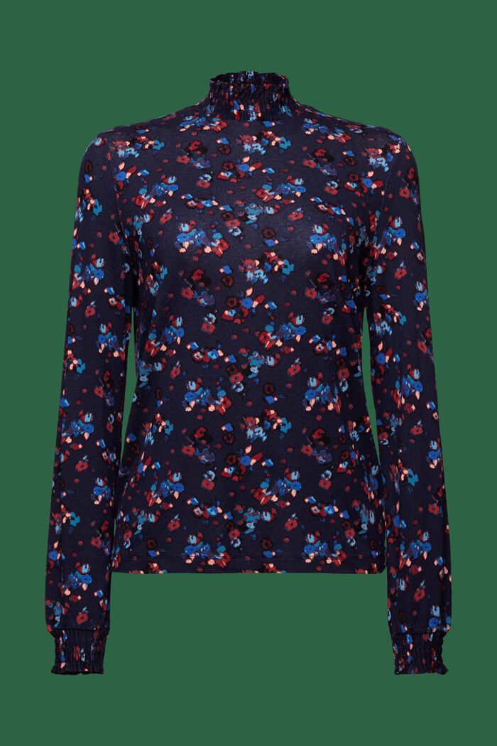 Haut à manches longues en jersey à motif, LENZING™ ECOVERO™, DARK BLUE, detail image number 5