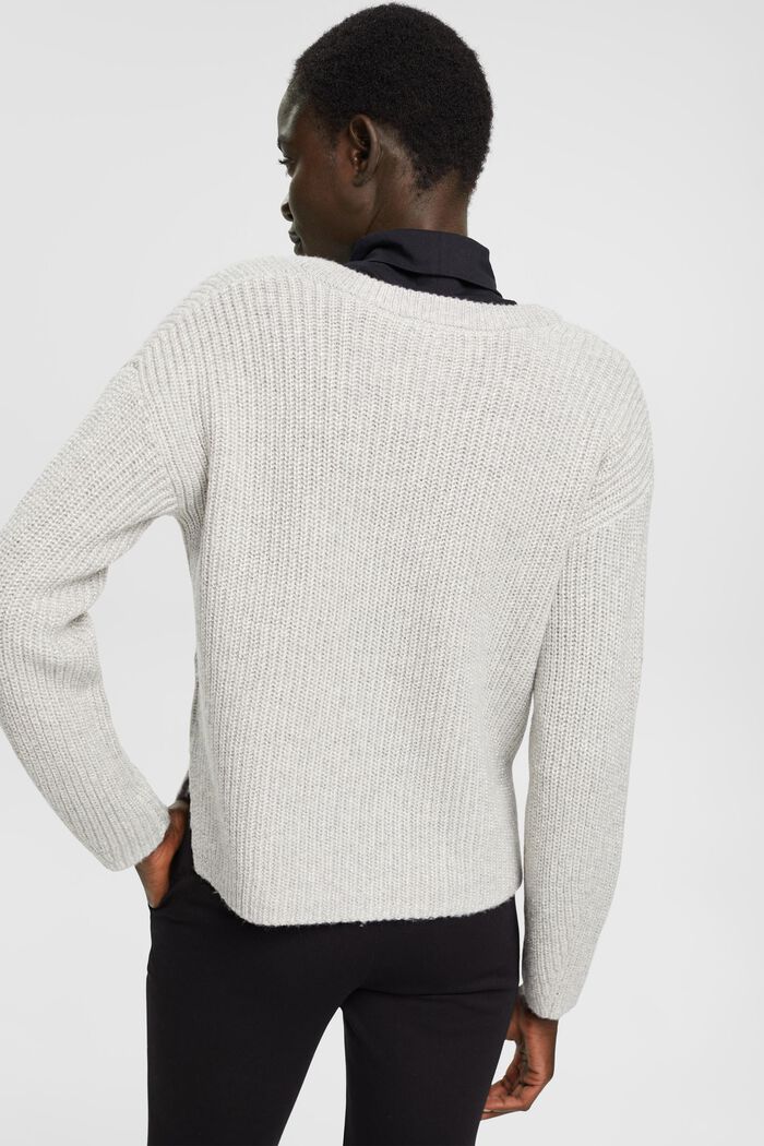 Gerippter Wollmix-Pullover, LIGHT GREY, detail image number 4
