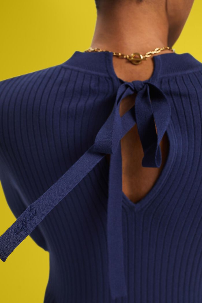 Mini-robe plissée à manches longues et encolure ronde, DARK BLUE, detail image number 4