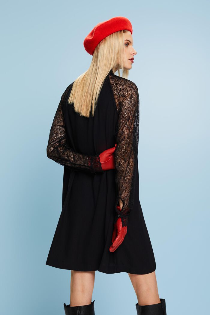 Mini-robe ornée de passementerie en dentelle, BLACK, detail image number 3