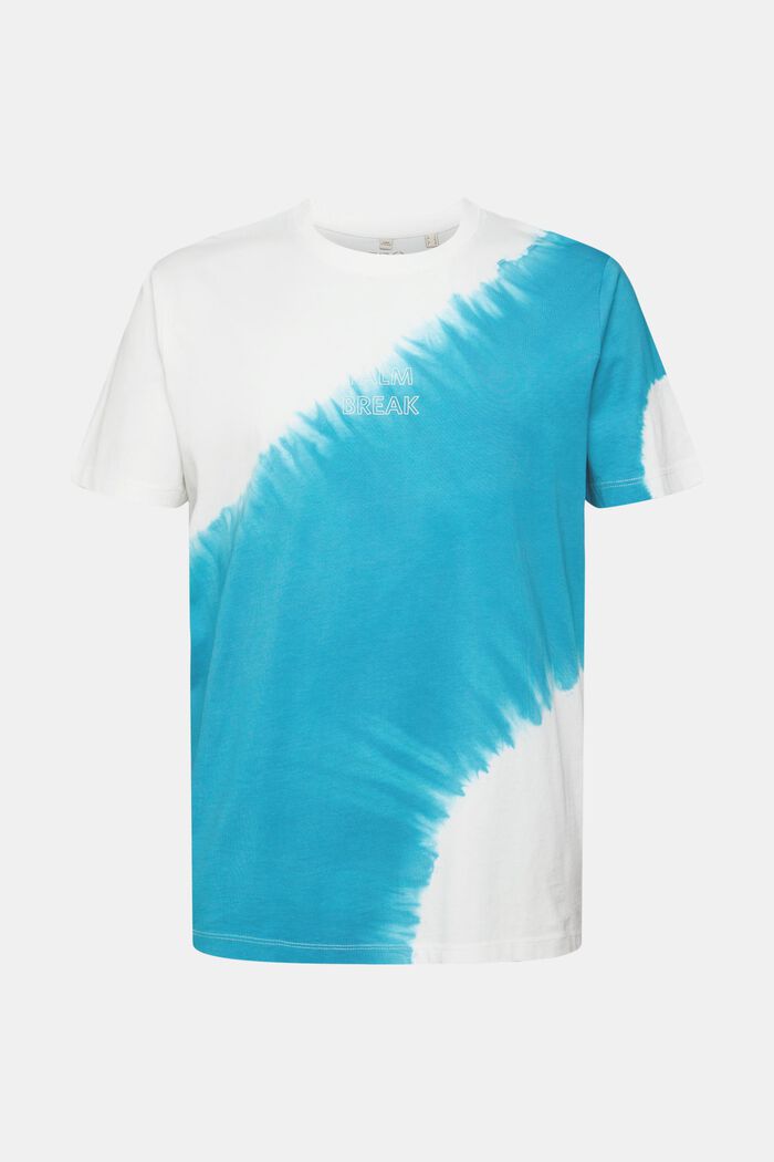 Jersey-T-Shirt mit Batik-Färbung, TEAL BLUE, overview