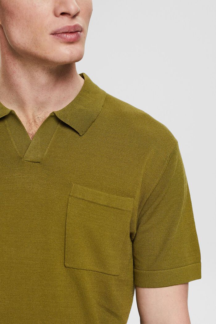 Polo-Shirt aus Feinstrick, LENZING™ ECOVERO™, OLIVE, detail image number 0
