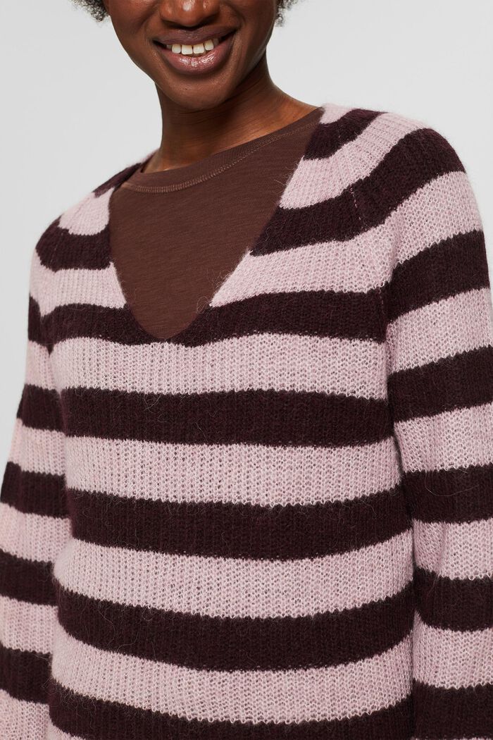 Mit Wolle/Alpaka: Pullover mit V-Ausschnitt, OLD PINK, detail image number 2