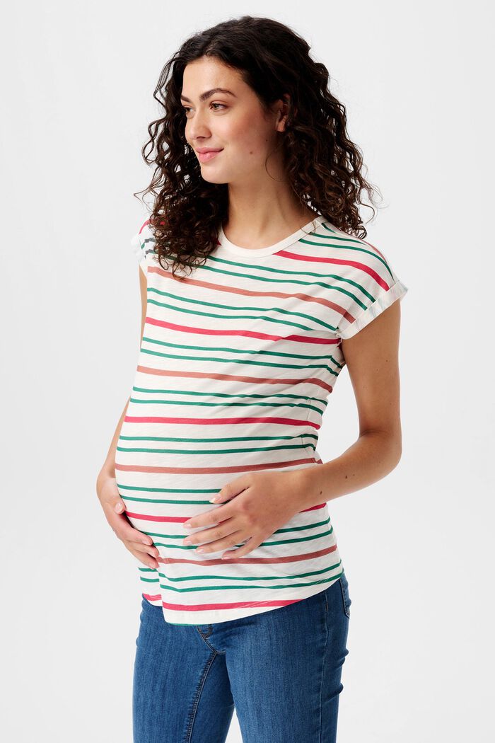T-shirt de maternité à rayures, OFF WHITE, detail image number 0