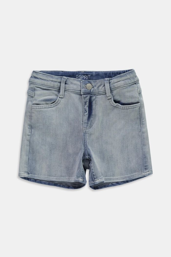 Short en jean à taille ajustable, BLUE BLEACHED, overview