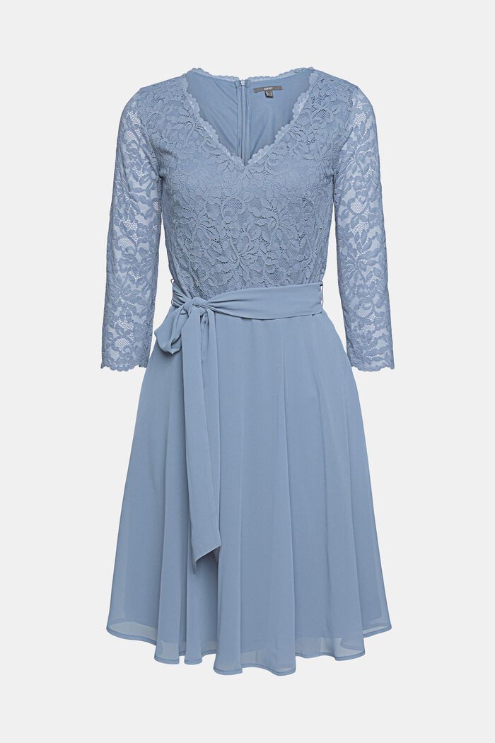 En matière recyclée : la robe dotée d'un haut en dentelle, GREY BLUE, detail image number 6