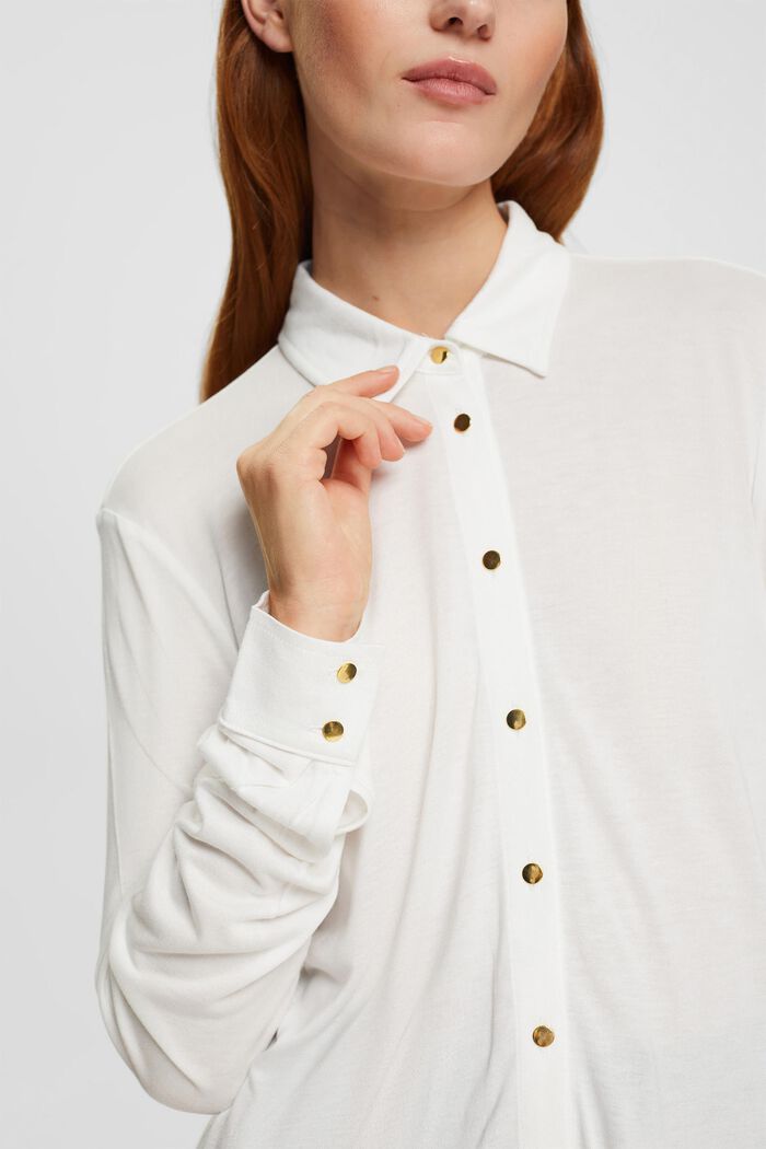T-shirt à manches longues boutonnées, LENZING™ ECOVERO™, OFF WHITE, detail image number 3