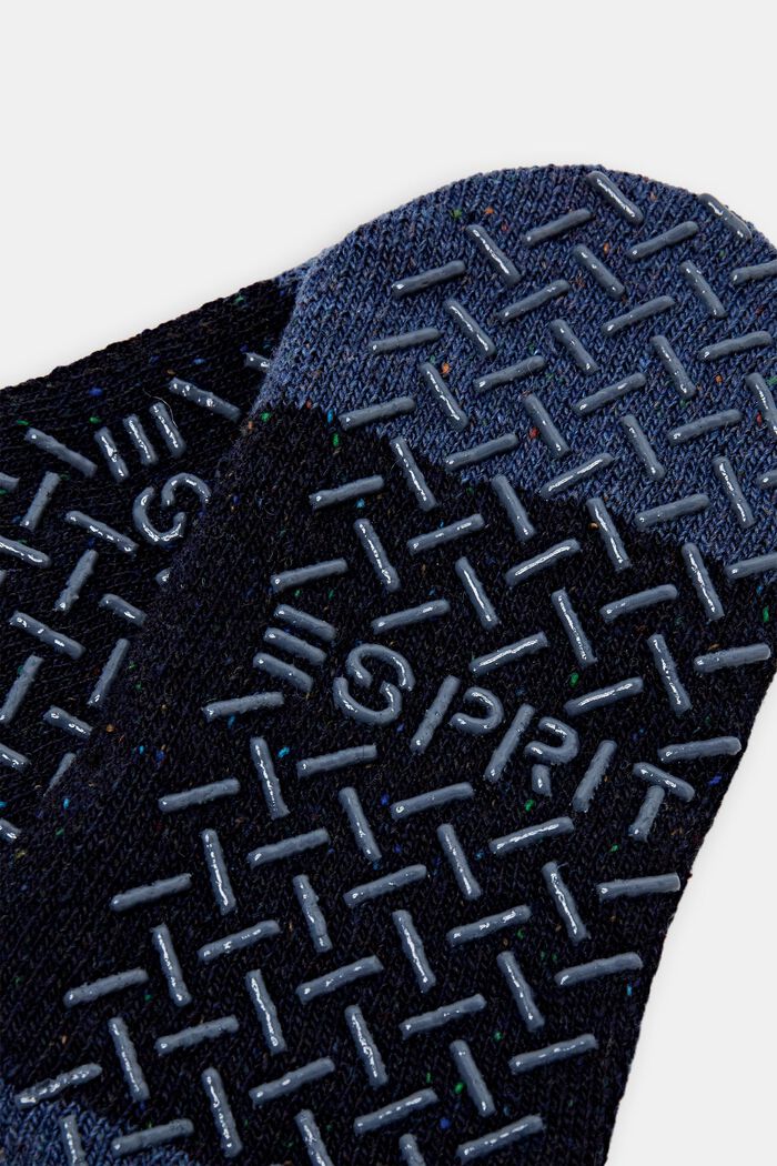 Socquettes basses antidérapantes, laine mélangée, MARINE, detail image number 1