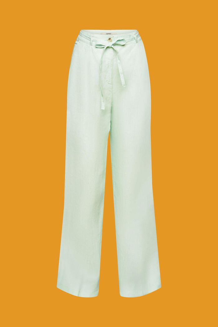 Pantalon en lin à jambes larges, PASTEL GREEN, detail image number 7