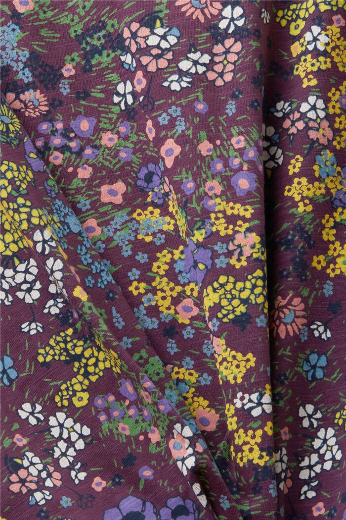 Haut en coton à imprimé à fleurs, DARK PURPLE, detail image number 4