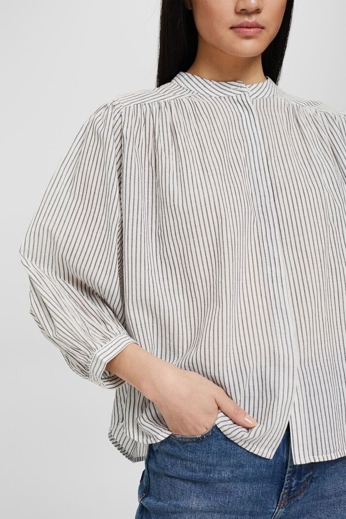Bluse mit 3/4 Ärmeln, 100% Baumwolle, OFF WHITE, detail image number 2