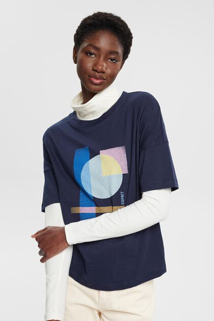 Baumwoll-T-Shirt mit geometrischem Print