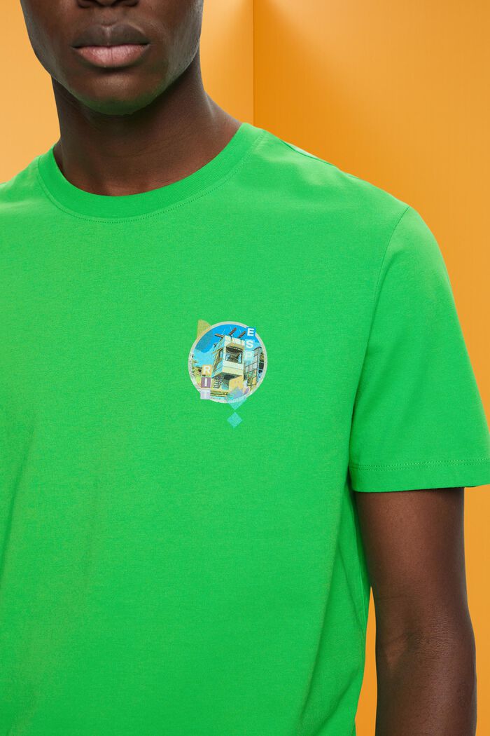 Slim-Fit-Shirt aus Baumwolle mit kleinem Print, GREEN, detail image number 2