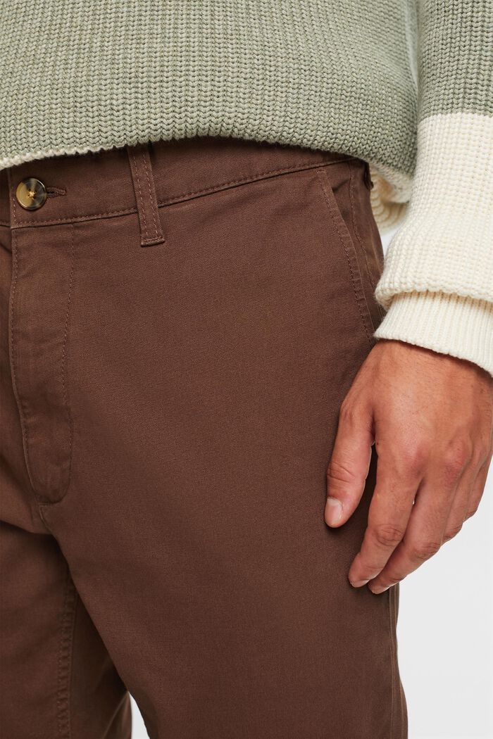Pantalon chino, coton stretch, DARK BROWN, detail image number 2