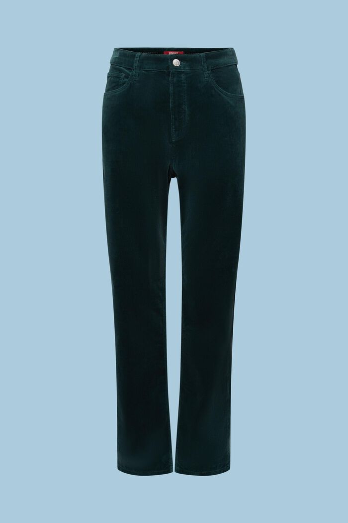 Pantalon Straight Fit taille haute en velours côtelé, EMERALD GREEN, detail image number 5