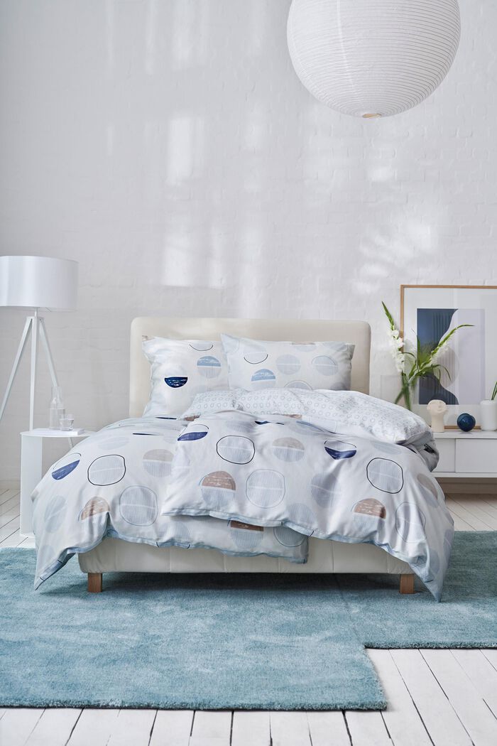 Parure de lit en satin à motif, 100 % coton, BLUE, detail image number 0