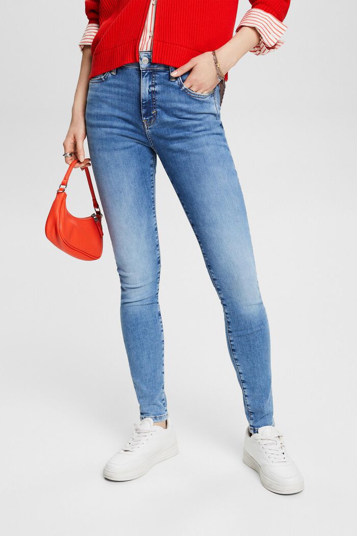 Skinny Jeans mit hohem Bund, BLUE LIGHT WASHED, detail image number 0