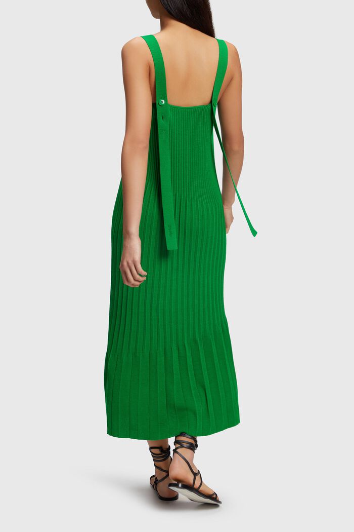 En matière recyclée : la robe longueur midi plissée, GREEN, detail image number 1