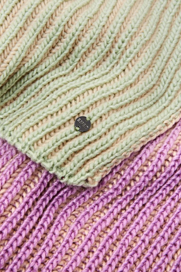 Écharpe en maille côtelée multicolore, BEIGE, detail image number 1