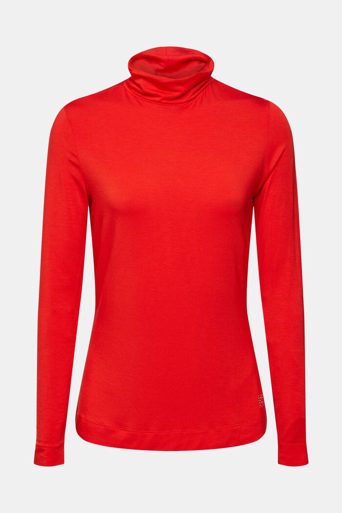 T-shirt à col roulé et manches longues, TENCEL™, RED, detail image number 6