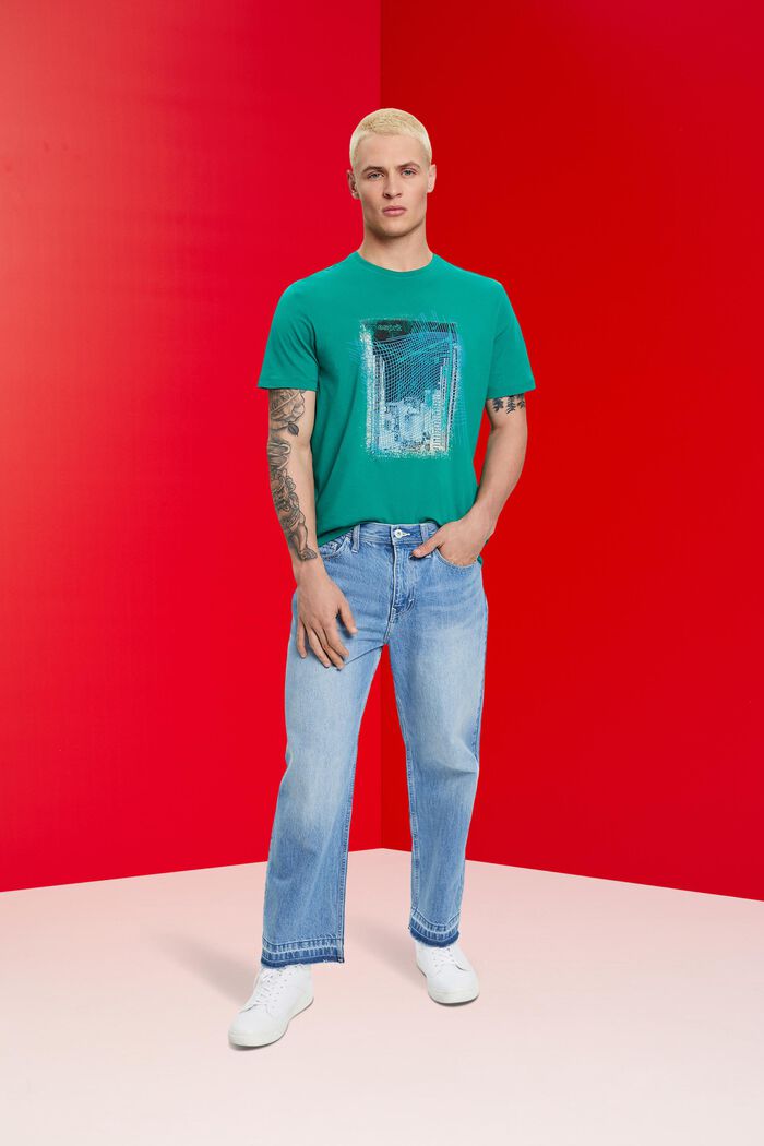 Print-T-Shirt aus nachhaltiger Baumwolle, EMERALD GREEN, detail image number 1