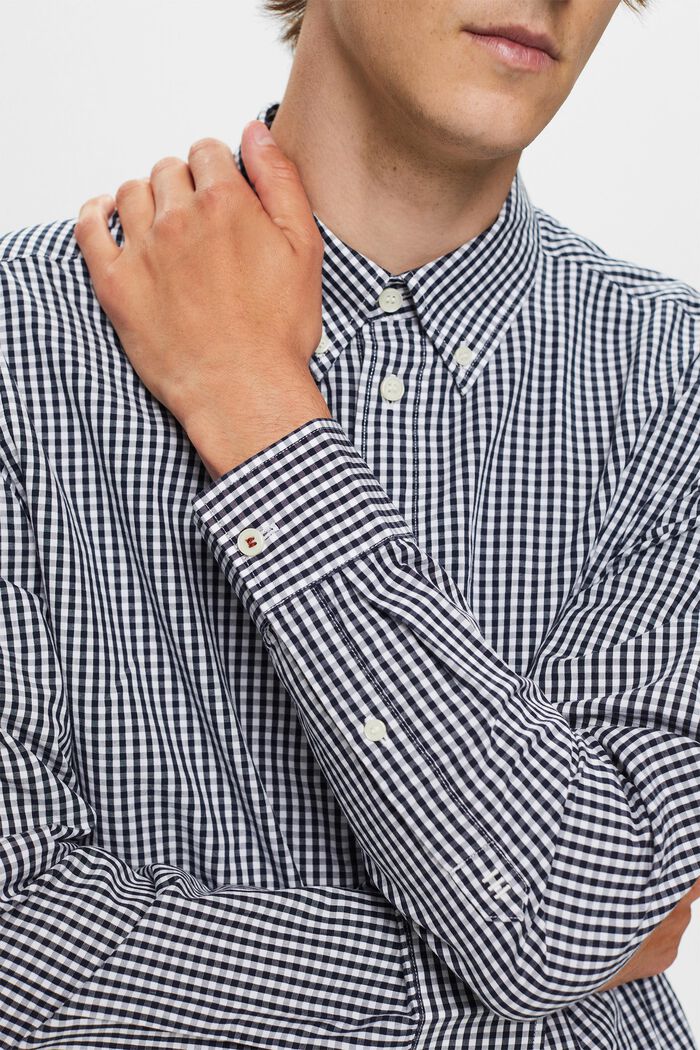 Chemise à col boutonné animée de carreaux vichy, 100 % coton, NAVY, detail image number 2