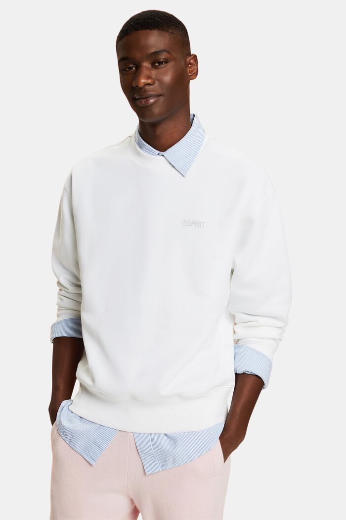 Unisex Fleece-Sweatshirt mit Logo, WHITE, detail image number 2