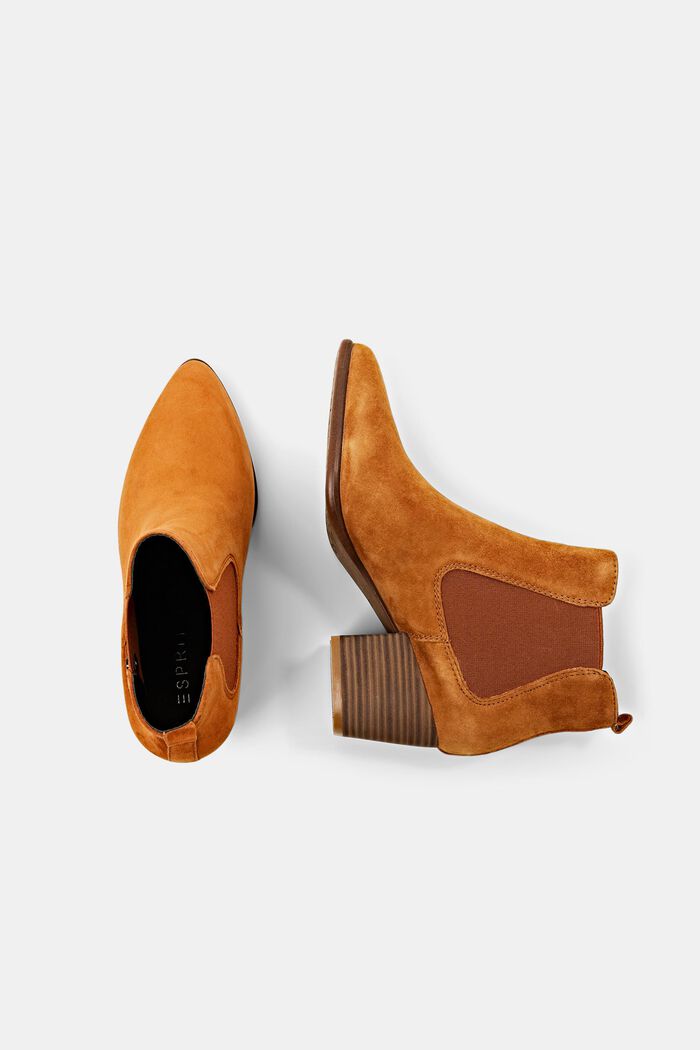 Ankle Boots im Chelsea-Stil aus Veloursleder, CARAMEL, detail image number 5