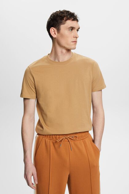 T-shirt en coton de coupe Slim Fit, BEIGE, overview