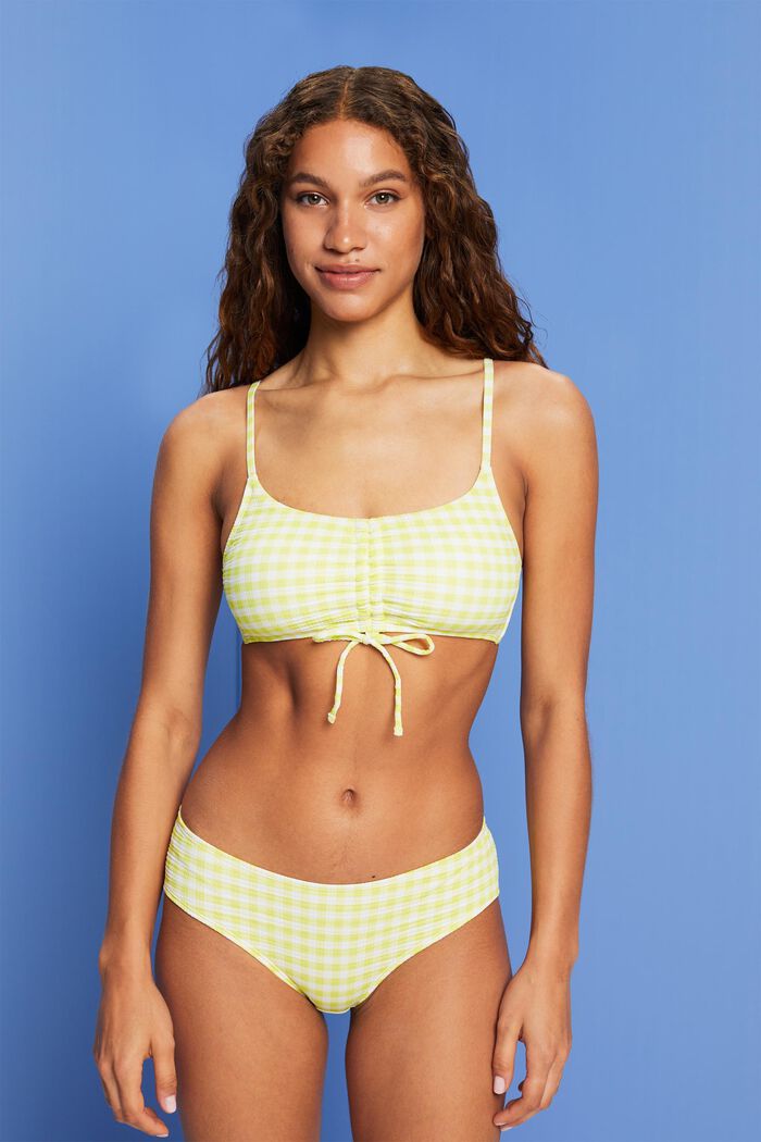 En matière recyclée : le haut de bikini bandeau texturé, LIME YELLOW, detail image number 0