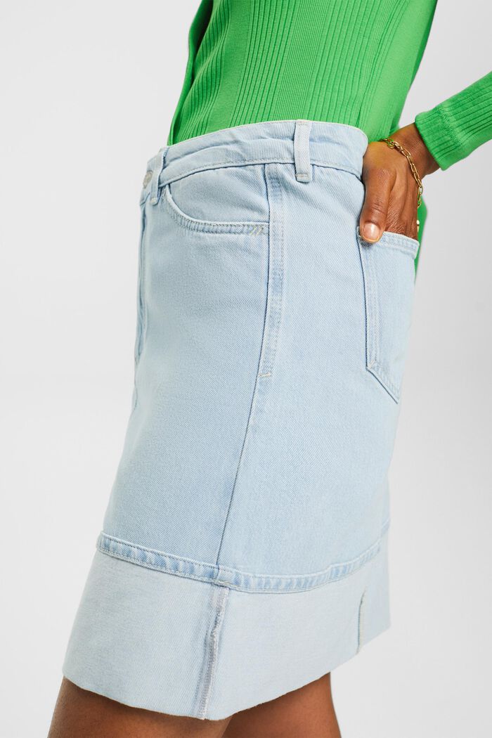 Mini-jupe en jean à taille mi-haute, BLUE BLEACHED, detail image number 2