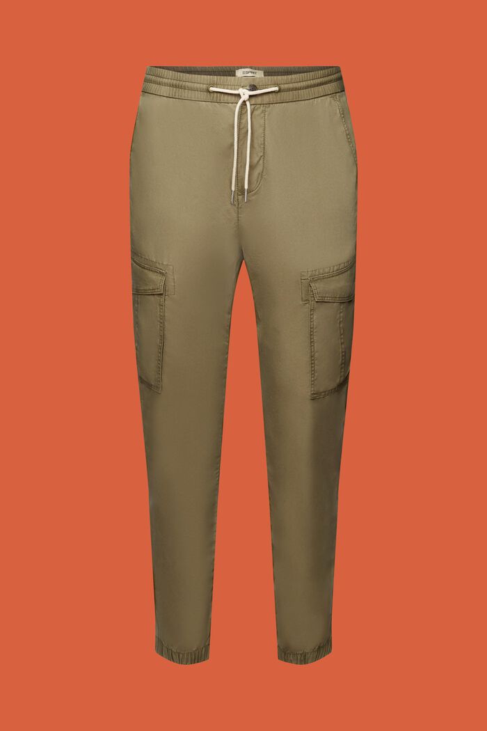 Pantalon cargo à enfiler, 100 % coton, OLIVE, detail image number 7