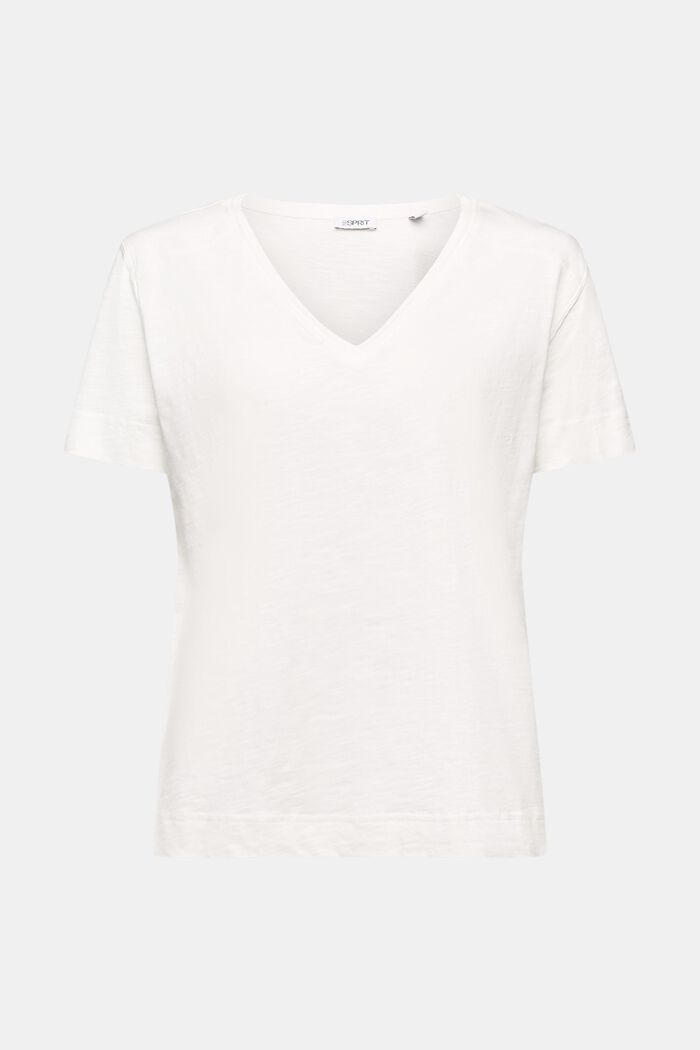 Jersey-T-Shirt mit V-Ausschnitt, OFF WHITE, detail image number 6