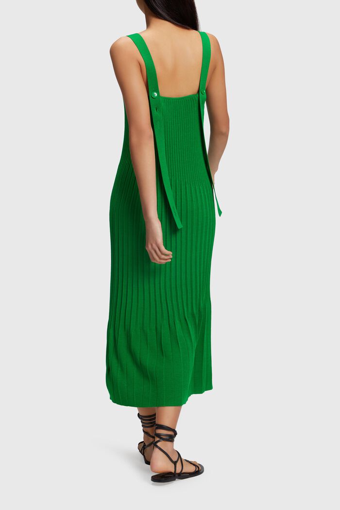 En matière recyclée : la robe longueur midi plissée, GREEN, detail image number 5